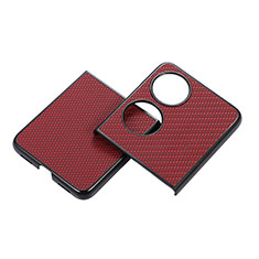 Funda Bumper Lujo Cuero y Plastico Mate Carcasa BH3 para Huawei Pocket S Rojo