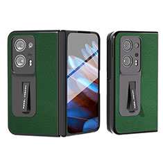 Funda Bumper Lujo Cuero y Plastico Mate Carcasa BH3 para Oppo Find N2 5G Verde