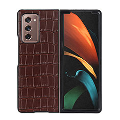 Funda Bumper Lujo Cuero y Plastico Mate Carcasa BH3 para Samsung Galaxy Z Fold2 5G Marron