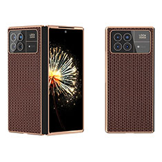 Funda Bumper Lujo Cuero y Plastico Mate Carcasa BH3 para Xiaomi Mix Fold 3 5G Marron