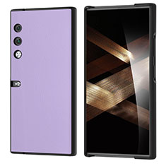 Funda Bumper Lujo Cuero y Plastico Mate Carcasa BH4 para Huawei Honor V Purse 5G Morado