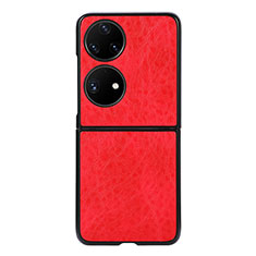 Funda Bumper Lujo Cuero y Plastico Mate Carcasa BH4 para Huawei Pocket S Rojo