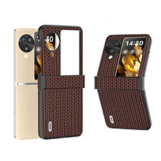 Funda Bumper Lujo Cuero y Plastico Mate Carcasa BH4 para Oppo Find N3 Flip 5G Marron