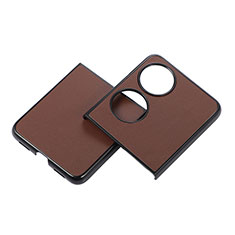 Funda Bumper Lujo Cuero y Plastico Mate Carcasa BH5 para Huawei Pocket S Marron