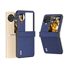 Funda Bumper Lujo Cuero y Plastico Mate Carcasa BH5 para Oppo Find N3 Flip 5G Azul