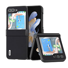 Funda Bumper Lujo Cuero y Plastico Mate Carcasa BH5 para Samsung Galaxy Z Flip5 5G Negro