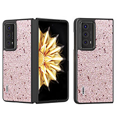 Funda Bumper Lujo Cuero y Plastico Mate Carcasa BH6 para Huawei Honor Magic V2 5G Oro Rosa