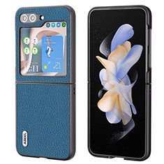 Funda Bumper Lujo Cuero y Plastico Mate Carcasa BH7 para Samsung Galaxy Z Flip5 5G Azul