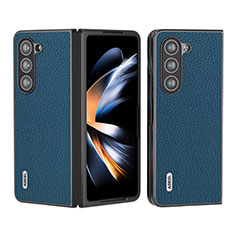 Funda Bumper Lujo Cuero y Plastico Mate Carcasa BH7 para Samsung Galaxy Z Fold5 5G Azul