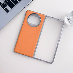 Funda Bumper Lujo Cuero y Plastico Mate Carcasa BH8 para Huawei Mate X3 Naranja