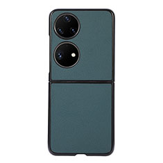 Funda Bumper Lujo Cuero y Plastico Mate Carcasa BH8 para Huawei P50 Pocket Verde