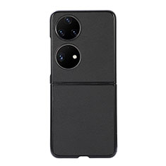 Funda Bumper Lujo Cuero y Plastico Mate Carcasa BH8 para Huawei P60 Pocket Negro