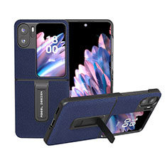 Funda Bumper Lujo Cuero y Plastico Mate Carcasa BH8 para Oppo Find N2 Flip 5G Azul