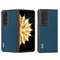 Funda Bumper Lujo Cuero y Plastico Mate Carcasa BH9 para Huawei Honor Magic V2 5G Azul