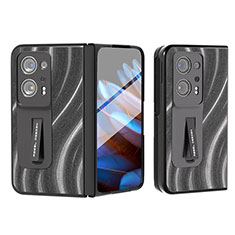 Funda Bumper Lujo Cuero y Plastico Mate Carcasa BH9 para Oppo Find N2 5G Gris Oscuro