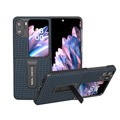 Funda Bumper Lujo Cuero y Plastico Mate Carcasa BH9 para Oppo Find N2 Flip 5G Azul