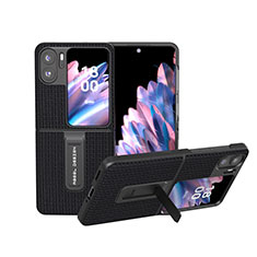 Funda Bumper Lujo Cuero y Plastico Mate Carcasa BH9 para Oppo Find N2 Flip 5G Negro