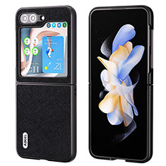 Funda Bumper Lujo Cuero y Plastico Mate Carcasa BH9 para Samsung Galaxy Z Flip5 5G Negro