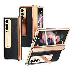 Funda Bumper Lujo Cuero y Plastico Mate Carcasa C01 para Samsung Galaxy Z Fold4 5G Negro