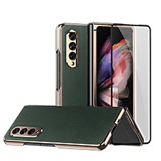 Funda Bumper Lujo Cuero y Plastico Mate Carcasa C03 para Samsung Galaxy Z Fold3 5G Verde