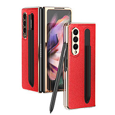 Funda Bumper Lujo Cuero y Plastico Mate Carcasa C05 para Samsung Galaxy Z Fold4 5G Rojo