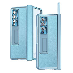 Funda Bumper Lujo Cuero y Plastico Mate Carcasa C09 para Samsung Galaxy Z Fold4 5G Azul