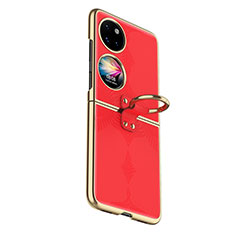 Funda Bumper Lujo Cuero y Plastico Mate Carcasa GS4 para Huawei P60 Pocket Rojo