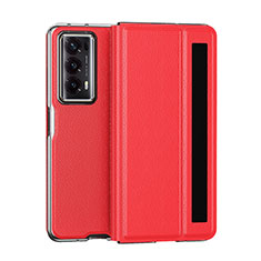 Funda Bumper Lujo Cuero y Plastico Mate Carcasa GS6 para Huawei Honor Magic V2 Ultimate 5G Rojo