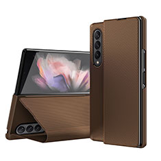 Funda Bumper Lujo Cuero y Plastico Mate Carcasa H01 para Samsung Galaxy Z Fold4 5G Marron