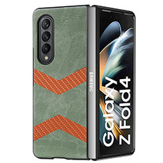 Funda Bumper Lujo Cuero y Plastico Mate Carcasa H09 para Samsung Galaxy Z Fold4 5G Verde