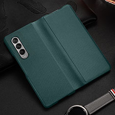 Funda Bumper Lujo Cuero y Plastico Mate Carcasa L01 para Samsung Galaxy Z Fold4 5G Verde