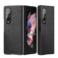 Funda Bumper Lujo Cuero y Plastico Mate Carcasa L06 para Samsung Galaxy Z Fold3 5G Negro