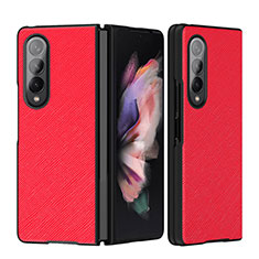 Funda Bumper Lujo Cuero y Plastico Mate Carcasa L06 para Samsung Galaxy Z Fold3 5G Rojo