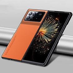 Funda Bumper Lujo Cuero y Plastico Mate Carcasa L06 para Xiaomi Mix Fold 3 5G Naranja