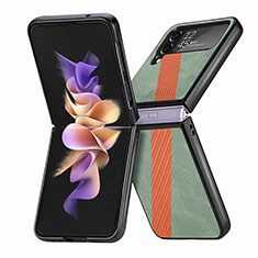Funda Bumper Lujo Cuero y Plastico Mate Carcasa L07 para Samsung Galaxy Z Flip4 5G Verde