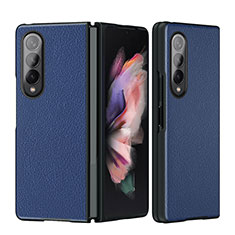 Funda Bumper Lujo Cuero y Plastico Mate Carcasa L08 para Samsung Galaxy Z Fold4 5G Azul