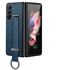 Funda Bumper Lujo Cuero y Plastico Mate Carcasa LD1 para Samsung Galaxy Z Fold5 5G Azul