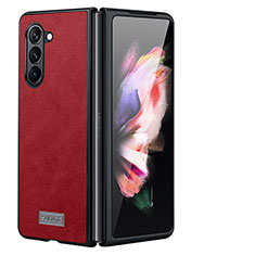 Funda Bumper Lujo Cuero y Plastico Mate Carcasa LD2 para Samsung Galaxy Z Fold5 5G Rojo