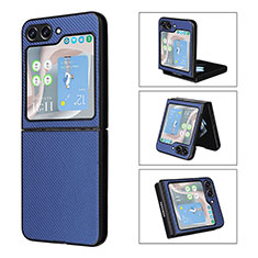 Funda Bumper Lujo Cuero y Plastico Mate Carcasa LZ3 para Samsung Galaxy Z Flip5 5G Azul