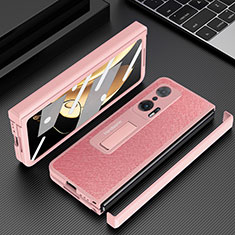 Funda Bumper Lujo Cuero y Plastico Mate Carcasa para Huawei Honor Magic V 5G Oro Rosa