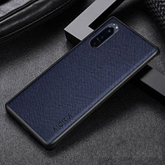 Funda Bumper Lujo Cuero y Plastico Mate Carcasa para Sony Xperia 1 III Azul