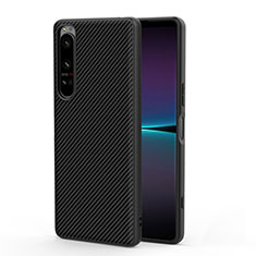 Funda Bumper Lujo Cuero y Plastico Mate Carcasa para Sony Xperia 1 IV Negro