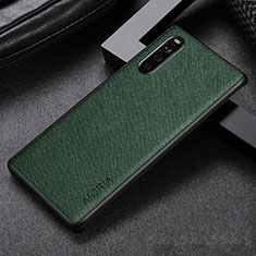 Funda Bumper Lujo Cuero y Plastico Mate Carcasa para Sony Xperia 10 III Lite Verde