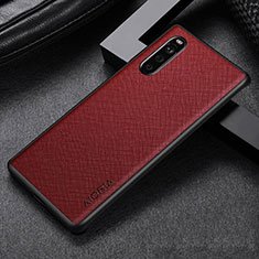 Funda Bumper Lujo Cuero y Plastico Mate Carcasa para Sony Xperia 10 III SO-52B Rojo