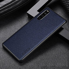 Funda Bumper Lujo Cuero y Plastico Mate Carcasa para Sony Xperia 10 III SOG04 Azul