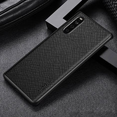 Funda Bumper Lujo Cuero y Plastico Mate Carcasa para Sony Xperia 10 III SOG04 Negro