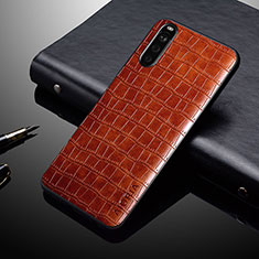 Funda Bumper Lujo Cuero y Plastico Mate Carcasa para Sony Xperia 10 IV SO-52C Marron Claro