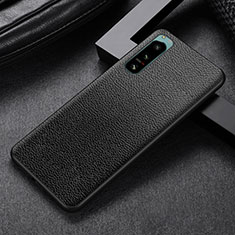 Funda Bumper Lujo Cuero y Plastico Mate Carcasa para Sony Xperia 5 II Negro