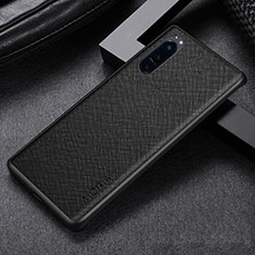 Funda Bumper Lujo Cuero y Plastico Mate Carcasa para Sony Xperia 5 IV Negro