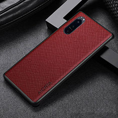 Funda Bumper Lujo Cuero y Plastico Mate Carcasa para Sony Xperia 5 IV Rojo